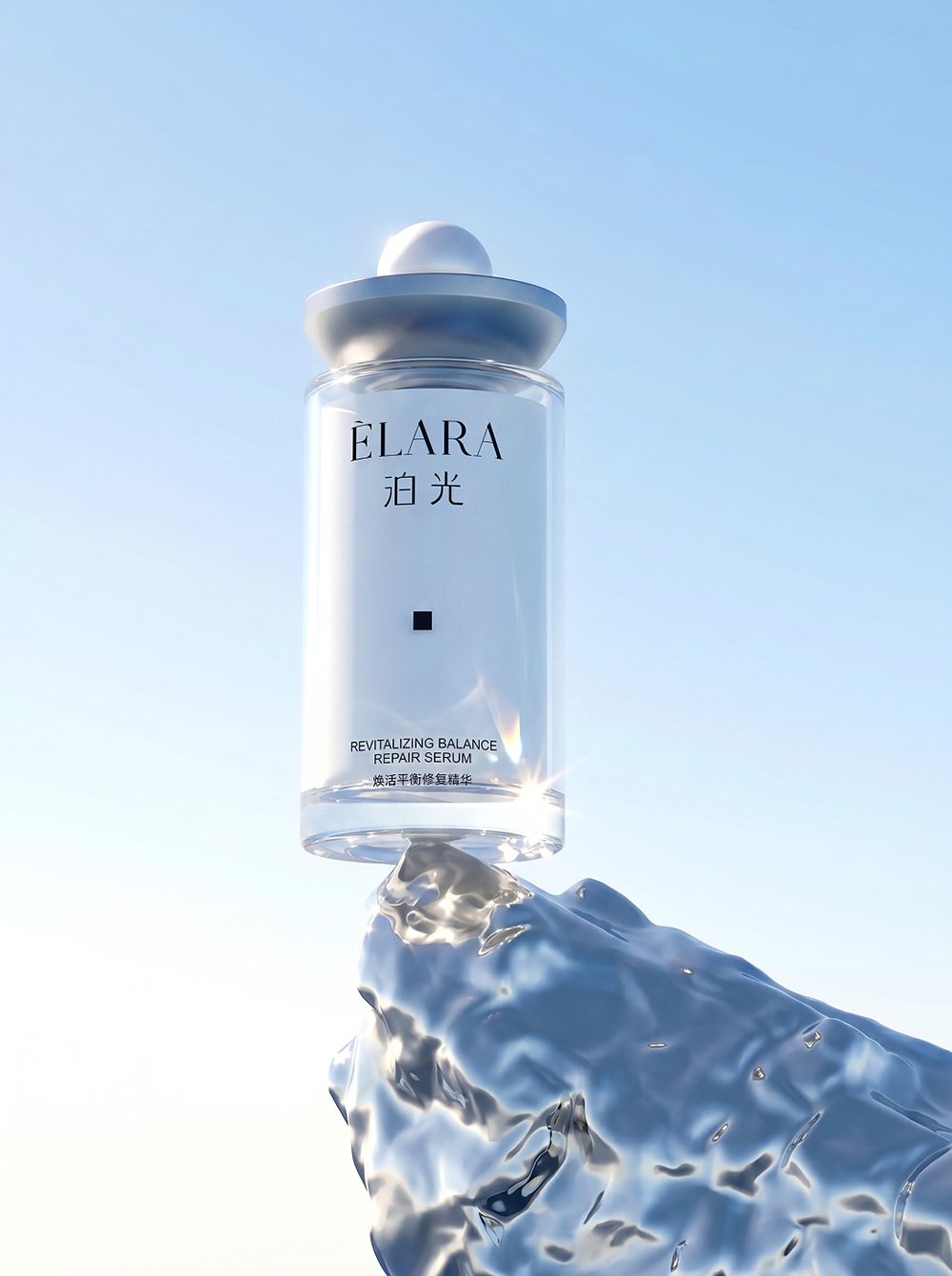ÉLARA product visual with water and light